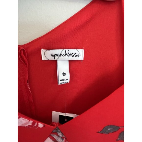 Speechless‎ Red Floral Midi Dress NWT Sz M, High-low Hem, Ruffles, Fairy - Picture 6 of 12